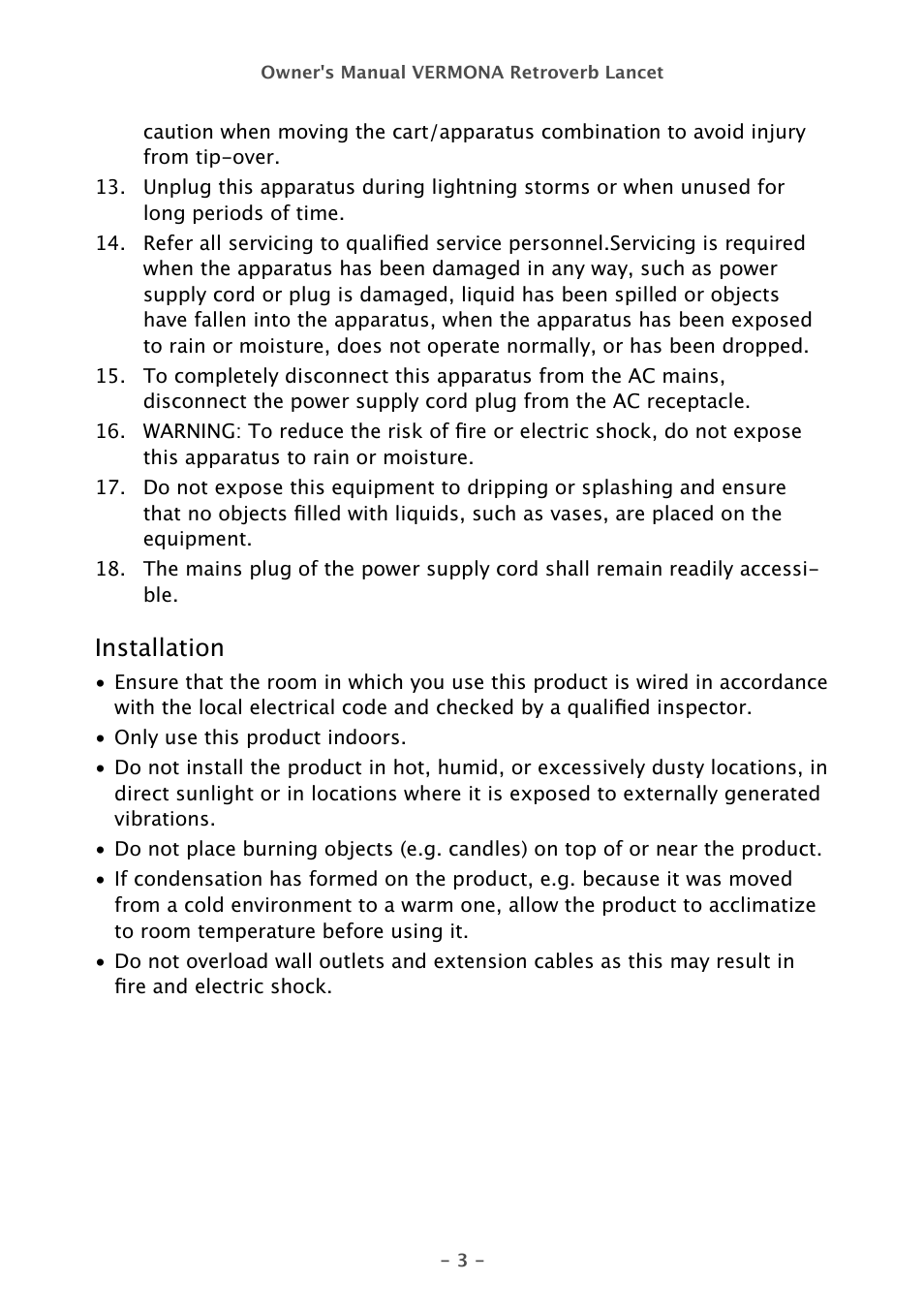 Installation | Vermona Retroverb Lancet - spring reverb User Manual | Page 3 / 23