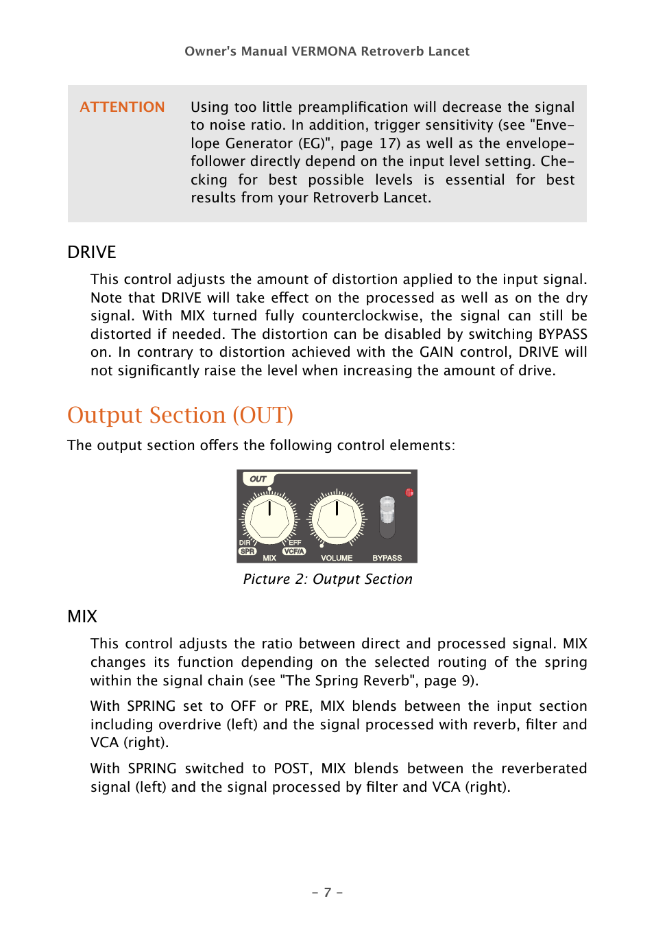 Vermona Retroverb Lancet - spring reverb User Manual | Page 7 / 23