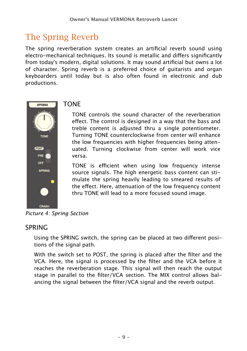 The spring reverb | Vermona Retroverb Lancet - spring reverb User Manual | Page 9 / 23