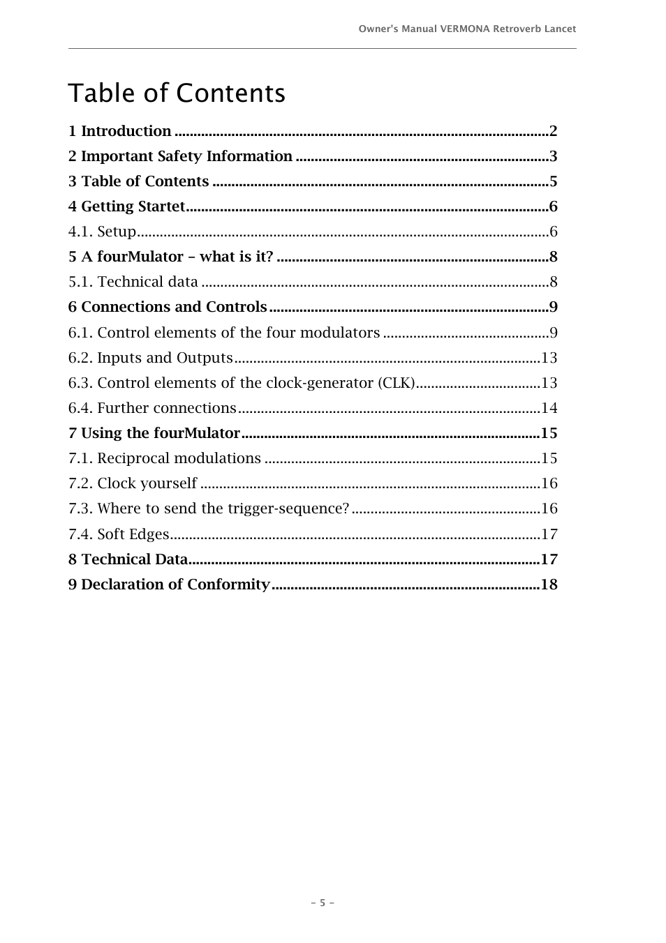 Vermona fourMulator - quad modulation engine User Manual | Page 5 / 18