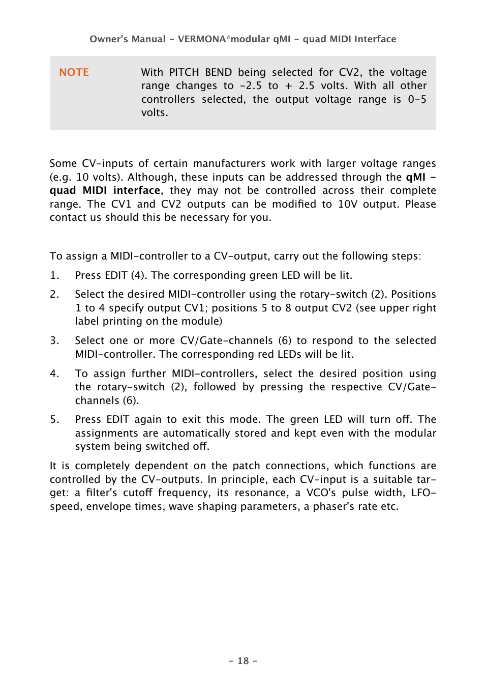 Vermona qMI - quad MIDI Interface User Manual | Page 18 / 22