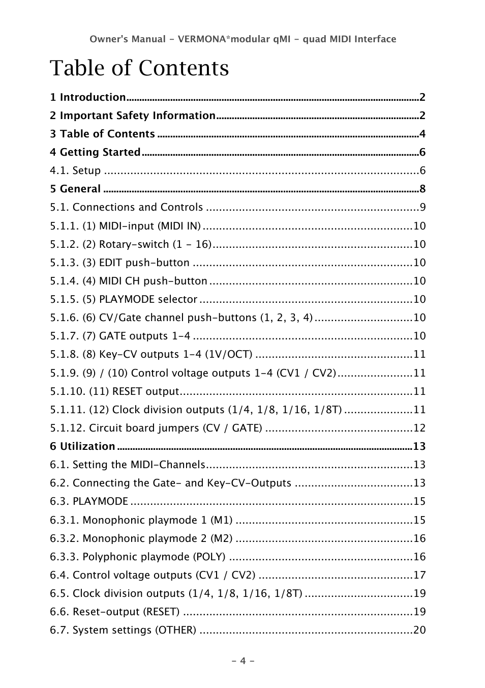 Vermona qMI - quad MIDI Interface User Manual | Page 4 / 22