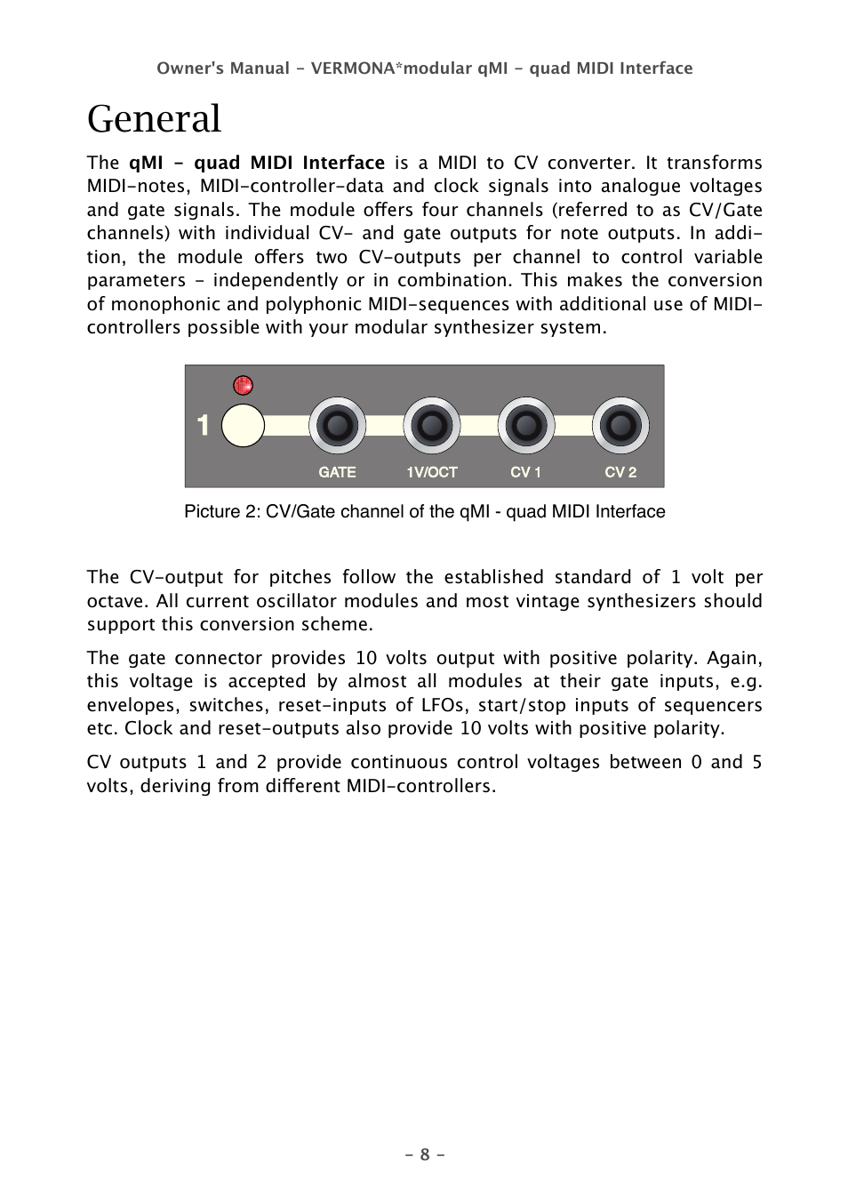 General | Vermona qMI - quad MIDI Interface User Manual | Page 8 / 22