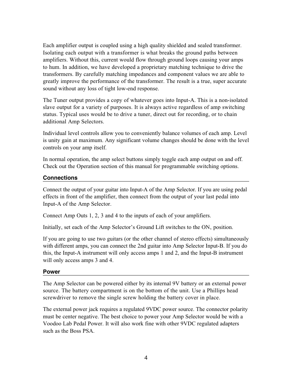 Voodoo Lab Amp Selector User Manual | Page 5 / 8