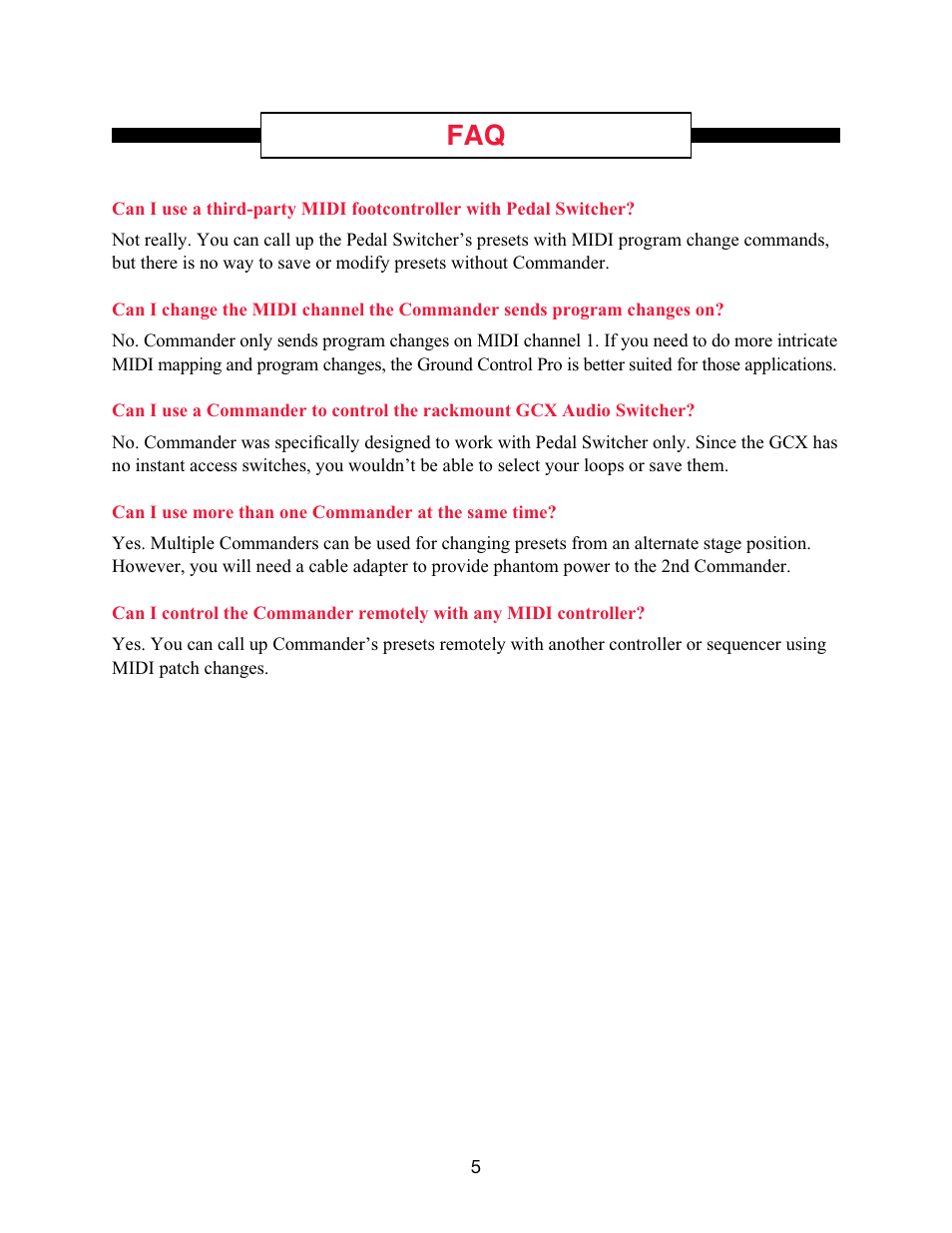 Voodoo Lab Commander User Manual | Page 7 / 8