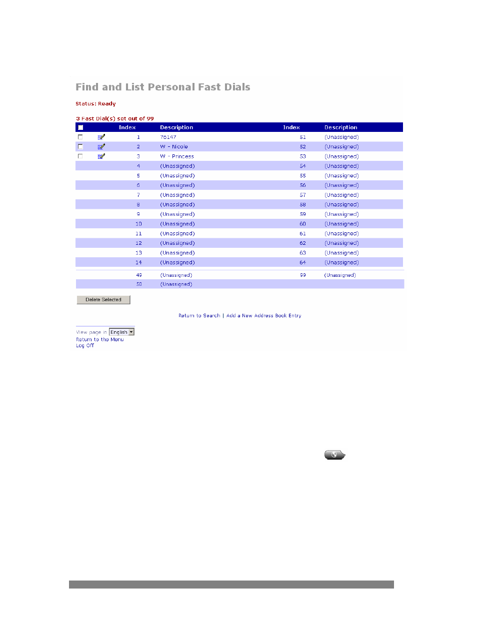 In this case the list of fast dials displays | Cisco VWCC User Manual | Page 22 / 23