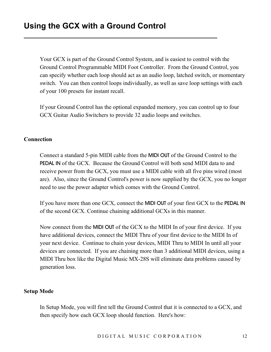 Using the gcx with a ground control | Voodoo Lab GCX Guitar Switcher User Manual | Page 13 / 16