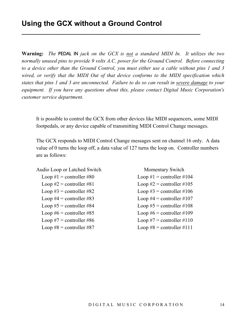 Using the gcx without a ground control | Voodoo Lab GCX Guitar Switcher User Manual | Page 15 / 16