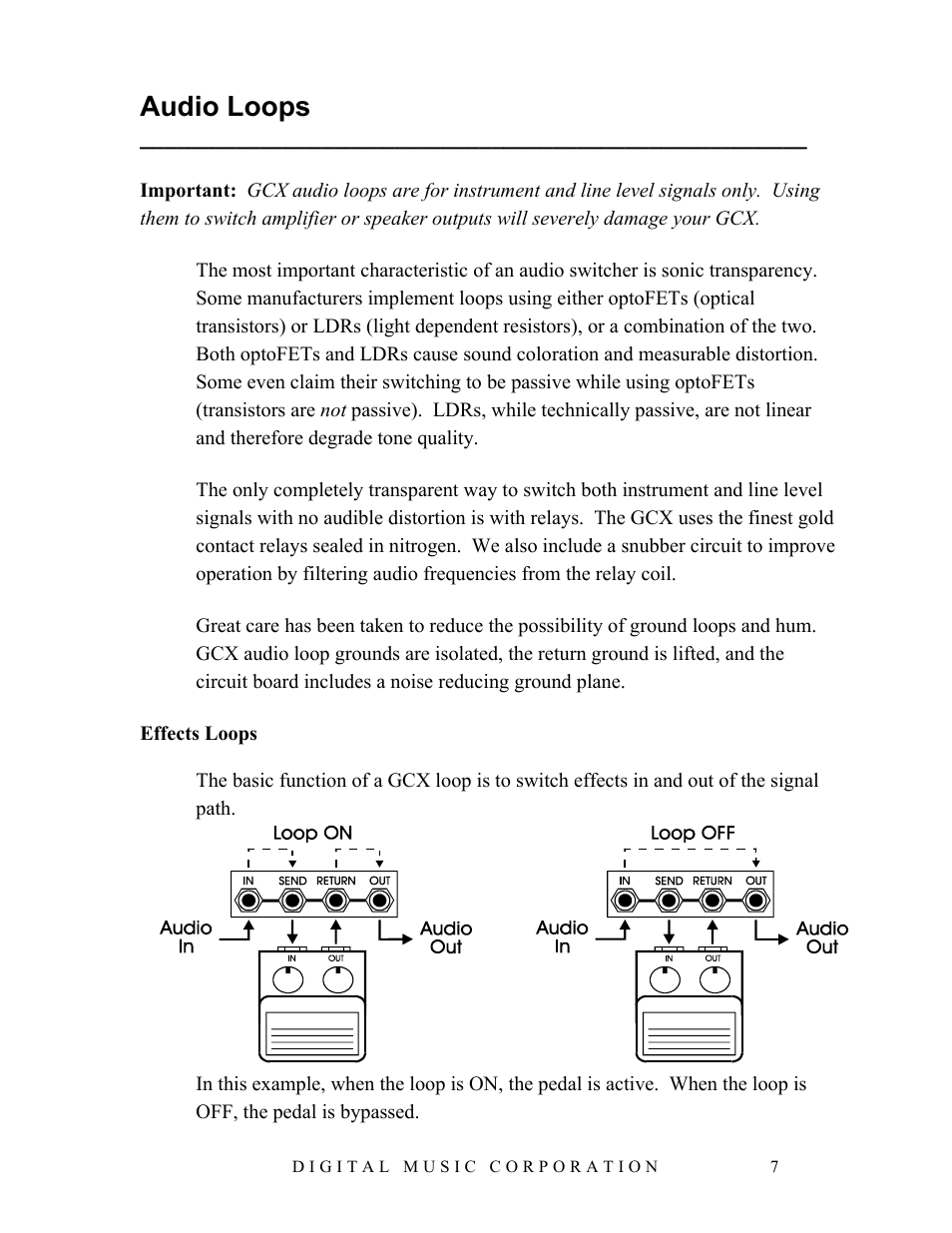 Audio loops | Voodoo Lab GCX Guitar Switcher User Manual | Page 8 / 16