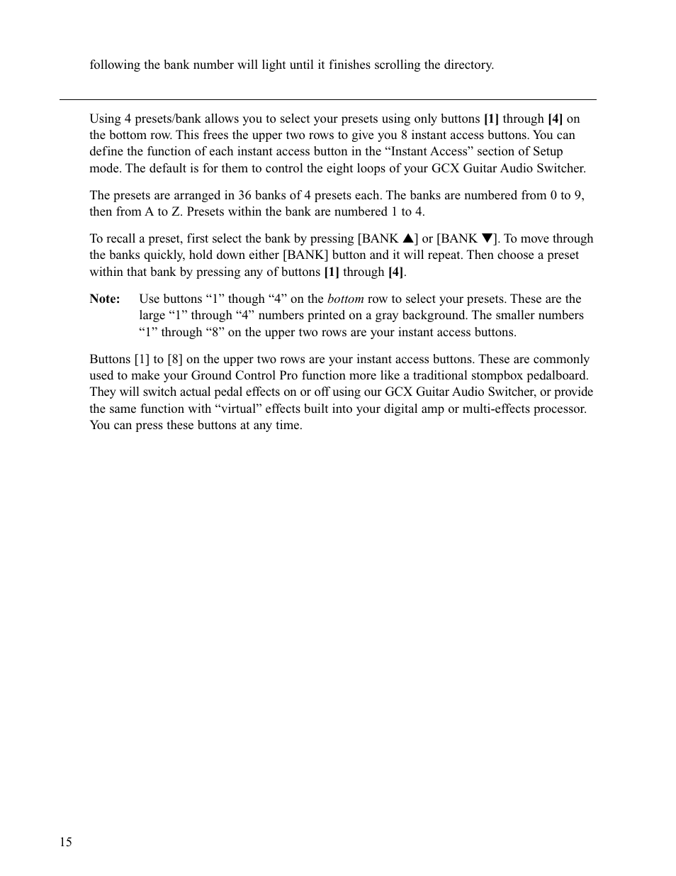 4 presets/bank with instant access | Voodoo Lab Ground Control Pro User Manual | Page 20 / 30