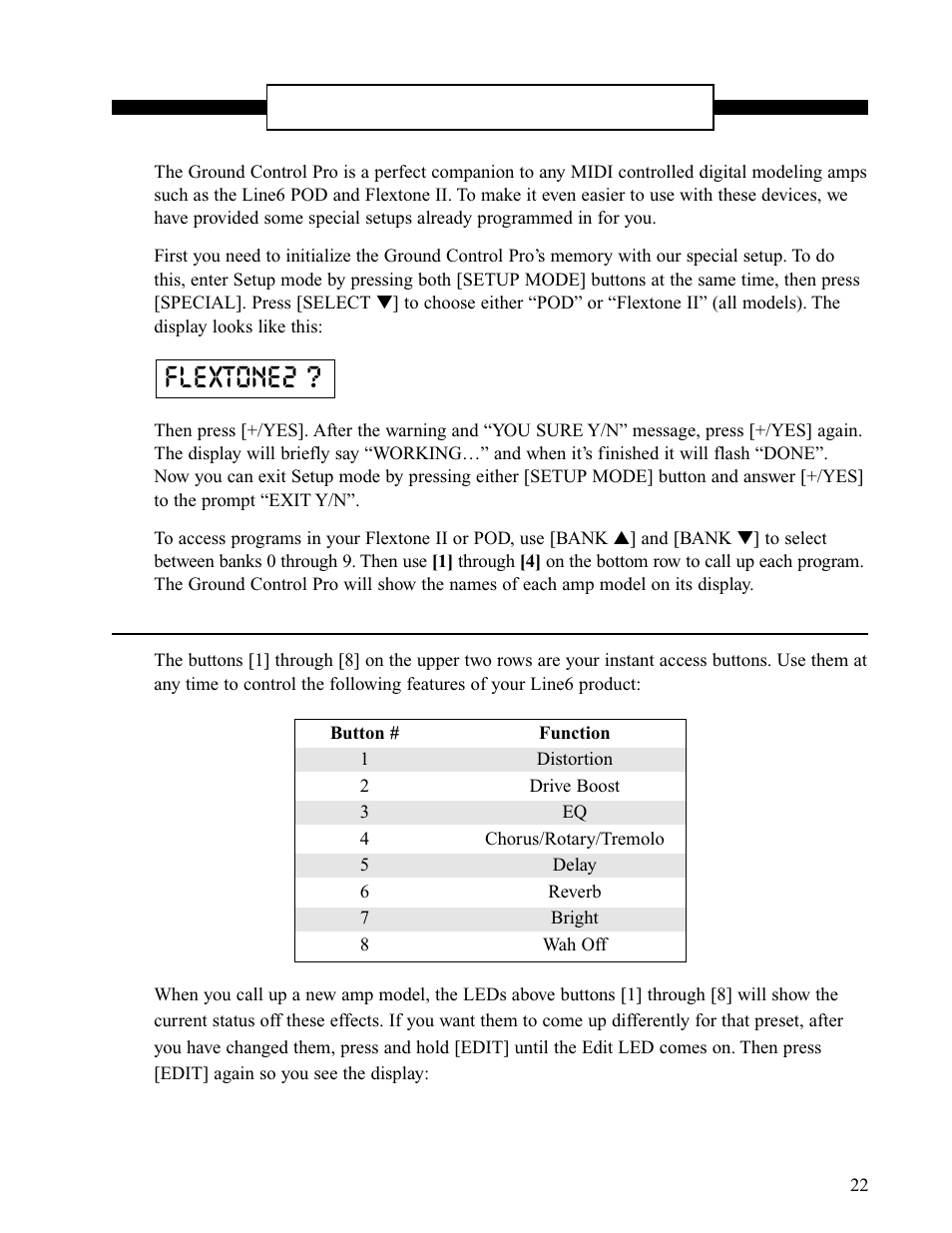 Line6 pod & flextone ii, Flextone2 | Voodoo Lab Ground Control Pro User Manual | Page 27 / 30