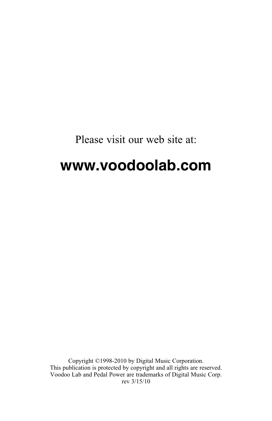 Please visit our web site at | Voodoo Lab Pedal Power 2 Plus User Manual | Page 2 / 13