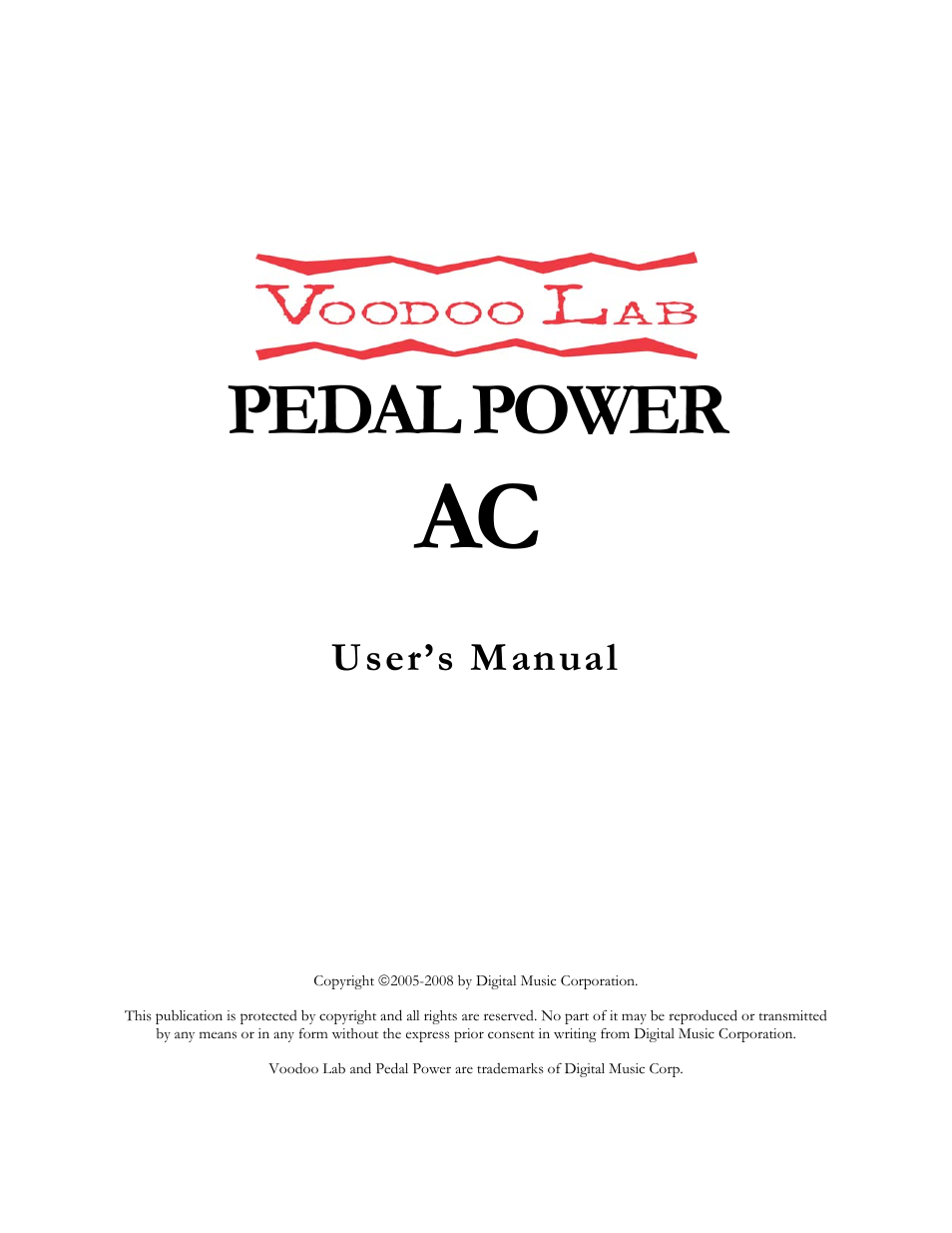 Voodoo Lab Pedal Power AC User Manual | 8 pages