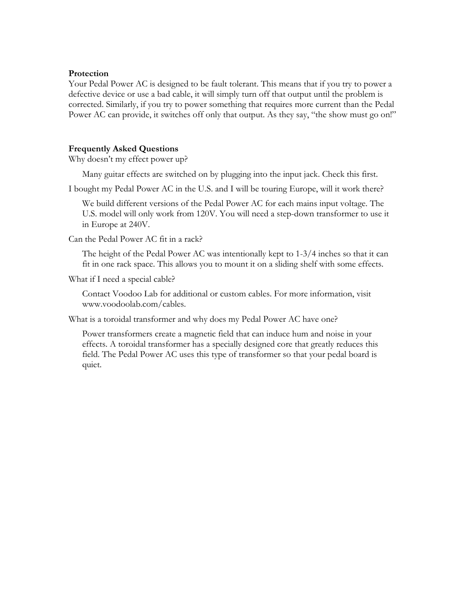 Voodoo Lab Pedal Power AC User Manual | Page 6 / 8