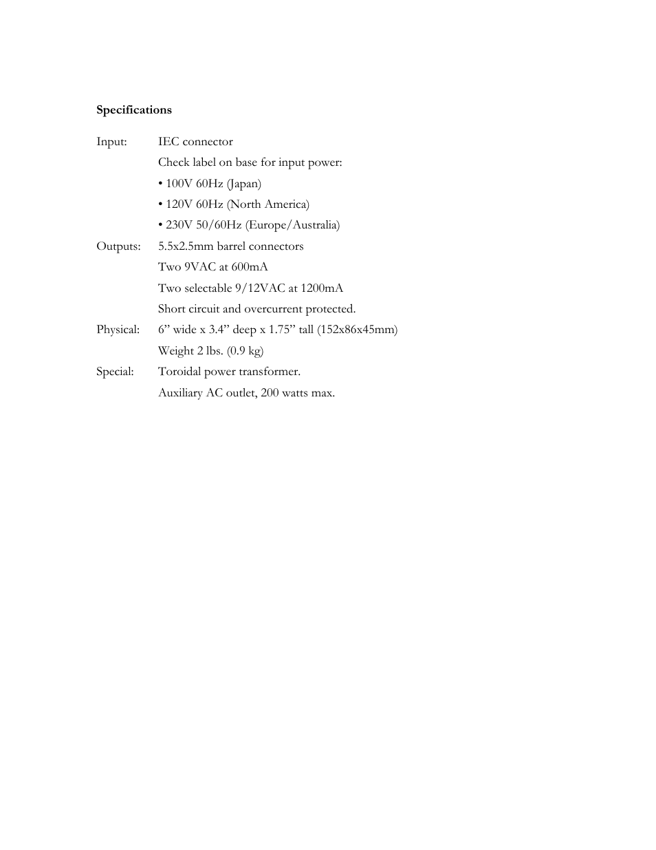 Voodoo Lab Pedal Power AC User Manual | Page 7 / 8