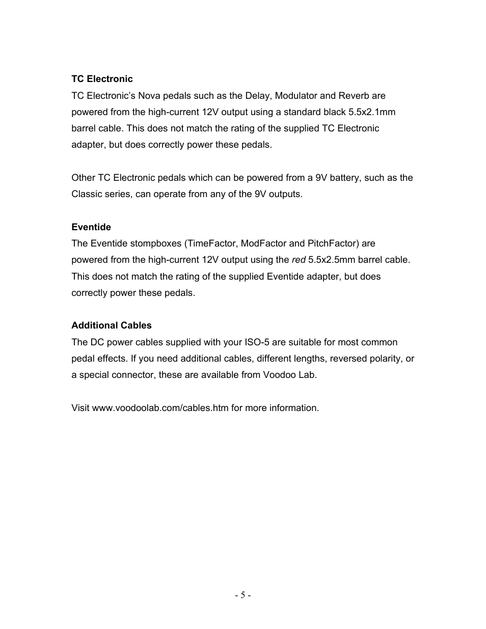 Voodoo Lab Pedal Power ISO-5 User Manual | Page 7 / 10