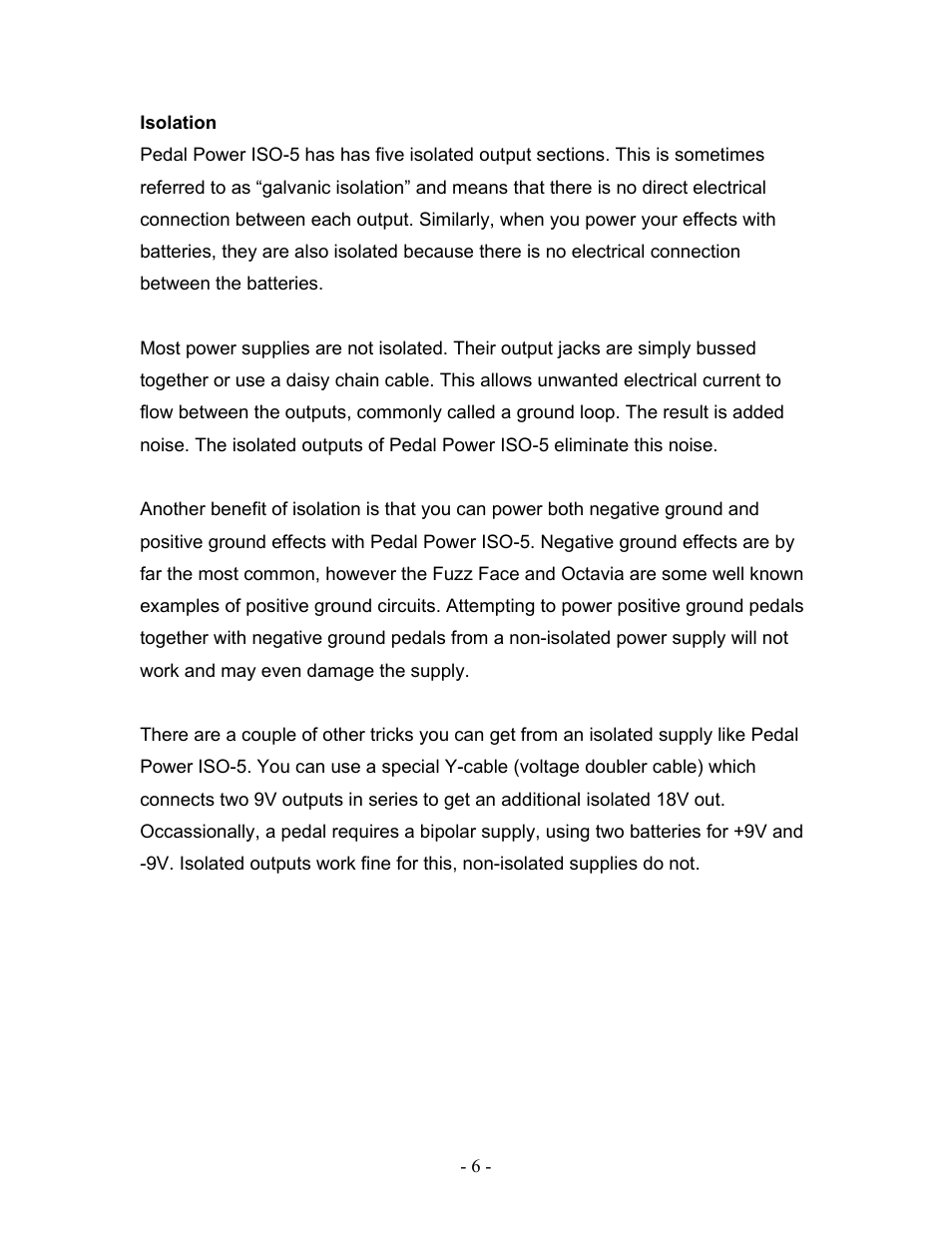 Voodoo Lab Pedal Power ISO-5 User Manual | Page 8 / 10
