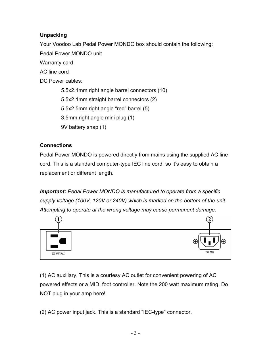 Voodoo Lab Pedal Power MONDO User Manual | Page 5 / 13