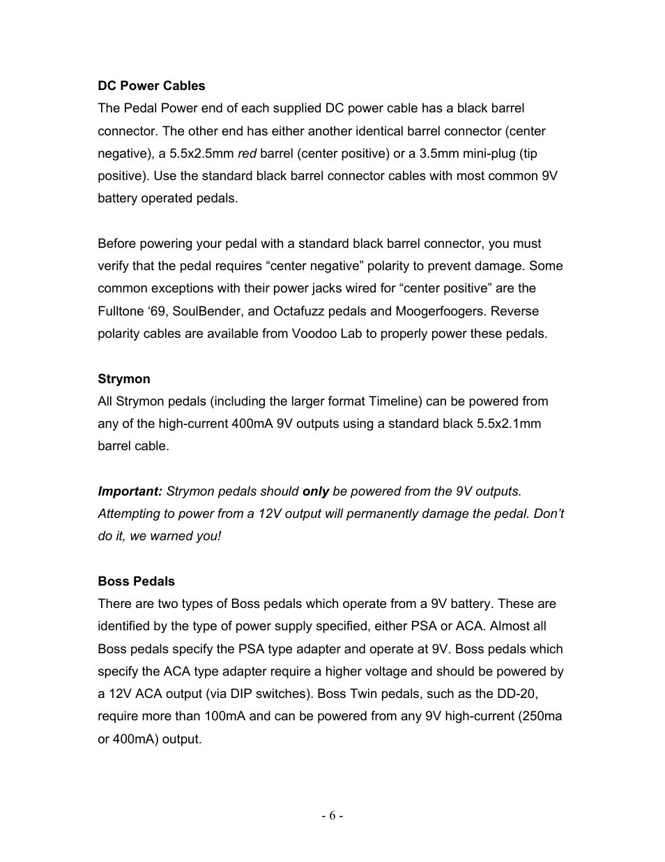 Voodoo Lab Pedal Power MONDO User Manual | Page 8 / 13