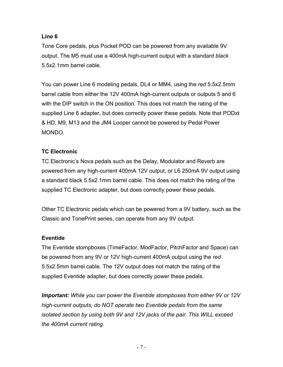 Voodoo Lab Pedal Power MONDO User Manual | Page 9 / 13