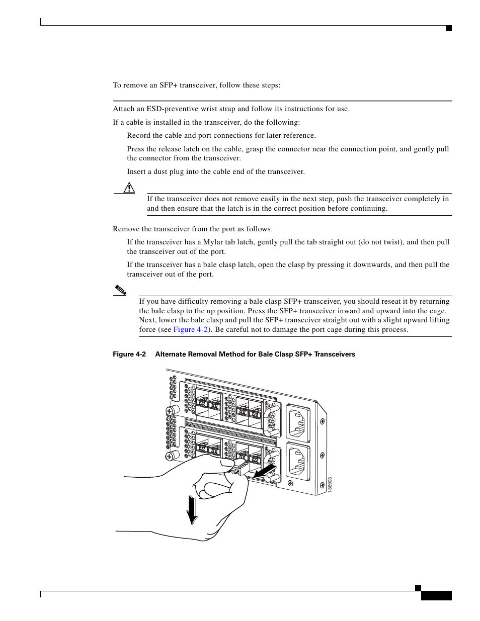 Removing an sfp+ transceiver | Cisco 5000 Series User Manual | Page 101 / 142
