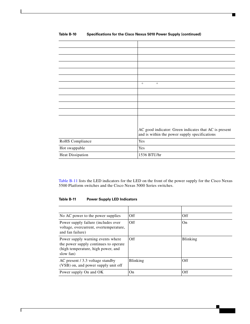 Power supply led indicators | Cisco 5000 Series User Manual | Page 117 / 142