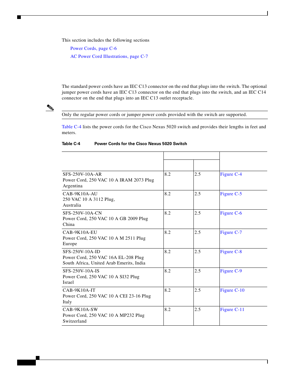 Power cords | Cisco 5000 Series User Manual | Page 126 / 142