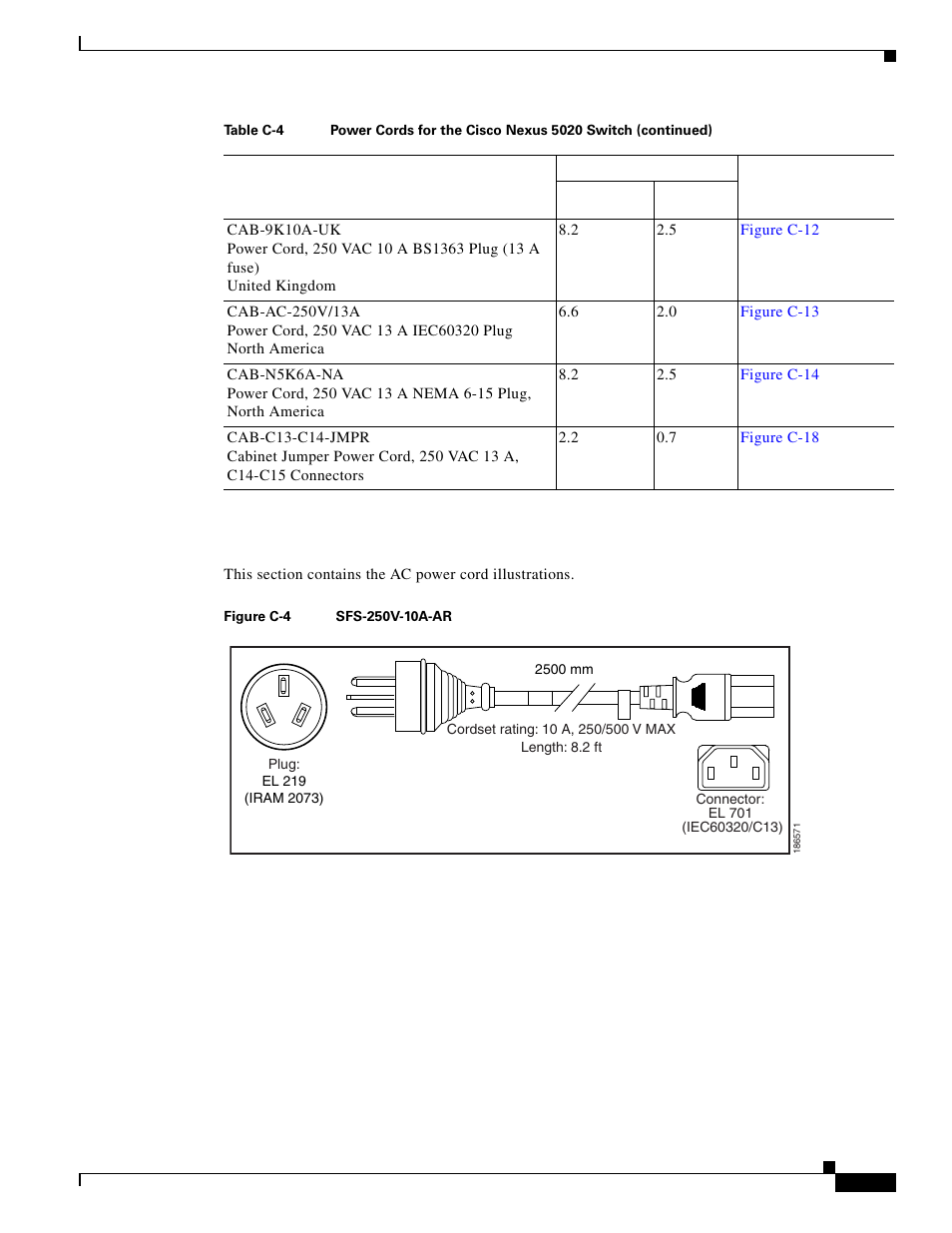 Ac power cord illustrations, Figure c-4 | Cisco 5000 Series User Manual | Page 127 / 142