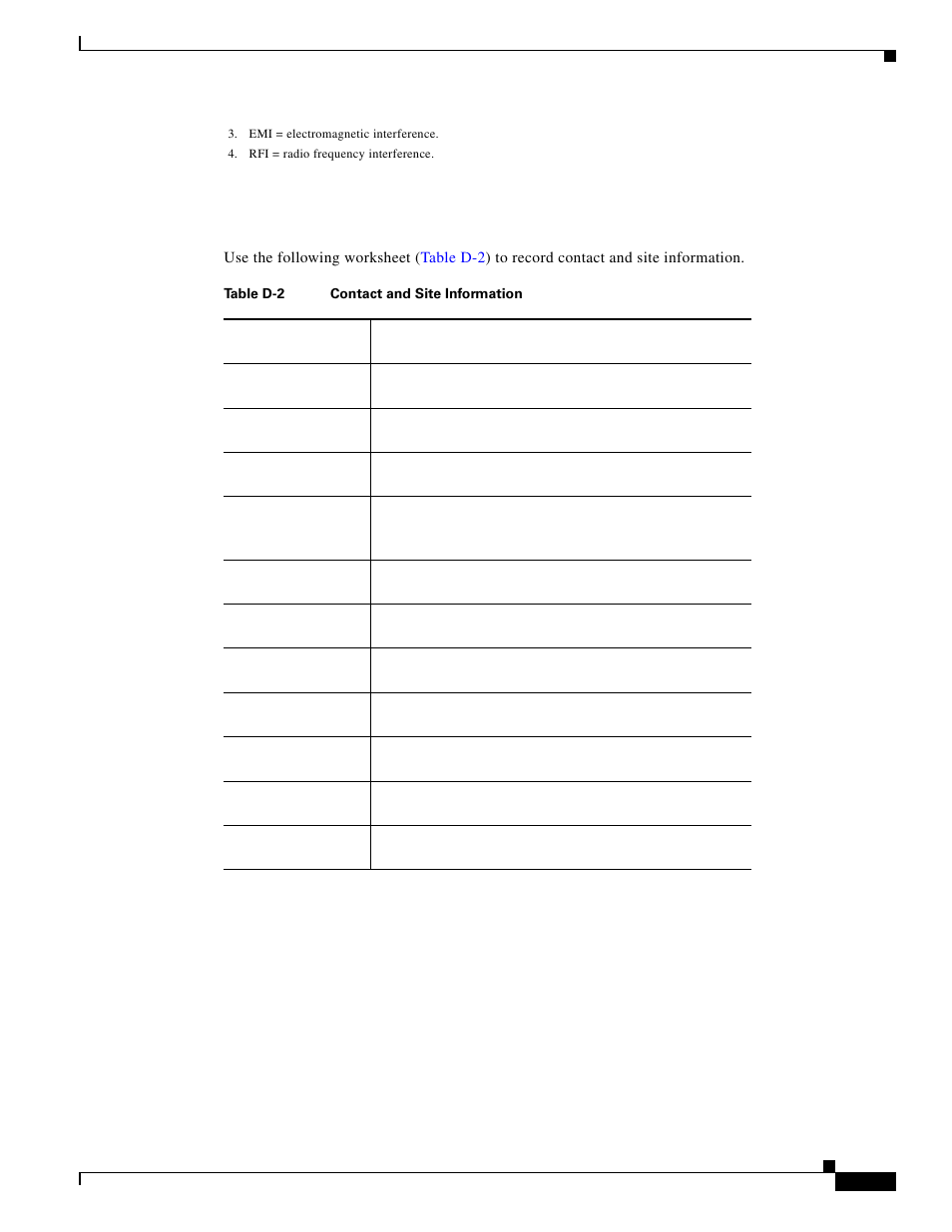 Contact and site information | Cisco 5000 Series User Manual | Page 135 / 142