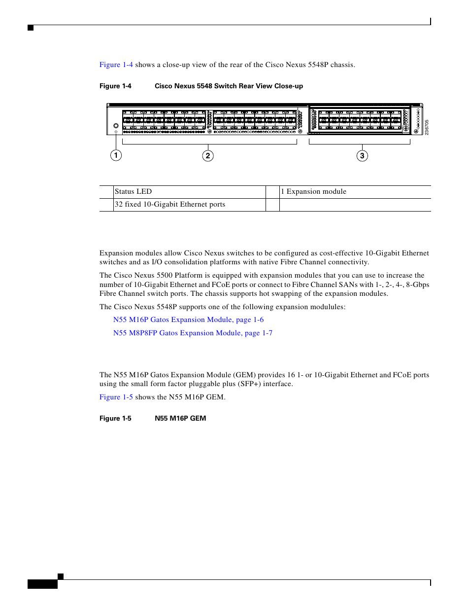 Expansion modules, N55 m16p gatos expansion module | Cisco 5000 Series User Manual | Page 22 / 142