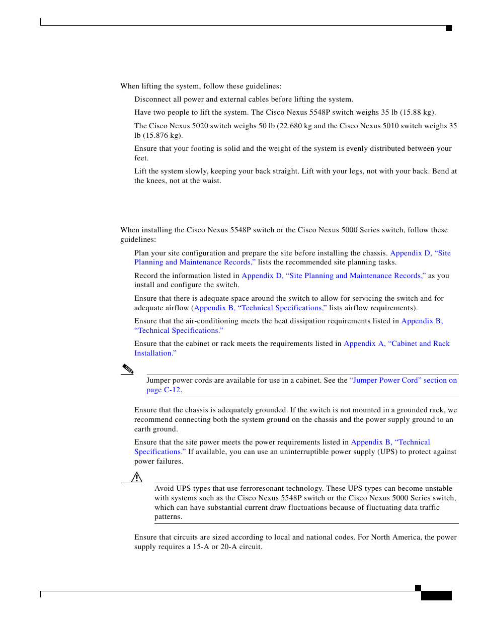 Chassis weight, Installation guidelines | Cisco 5000 Series User Manual | Page 67 / 142