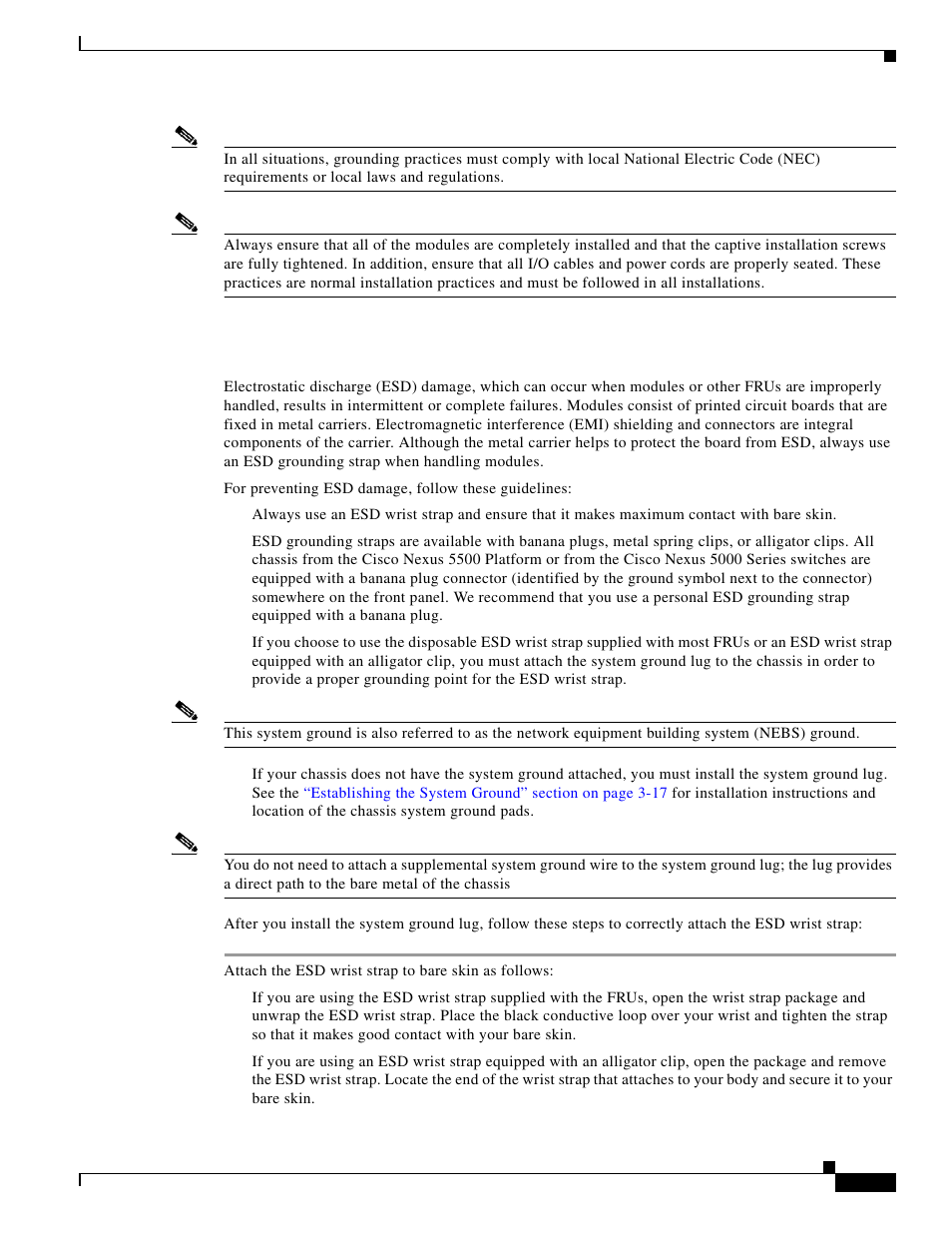 Preventing electrostatic discharge damage | Cisco 5000 Series User Manual | Page 79 / 142