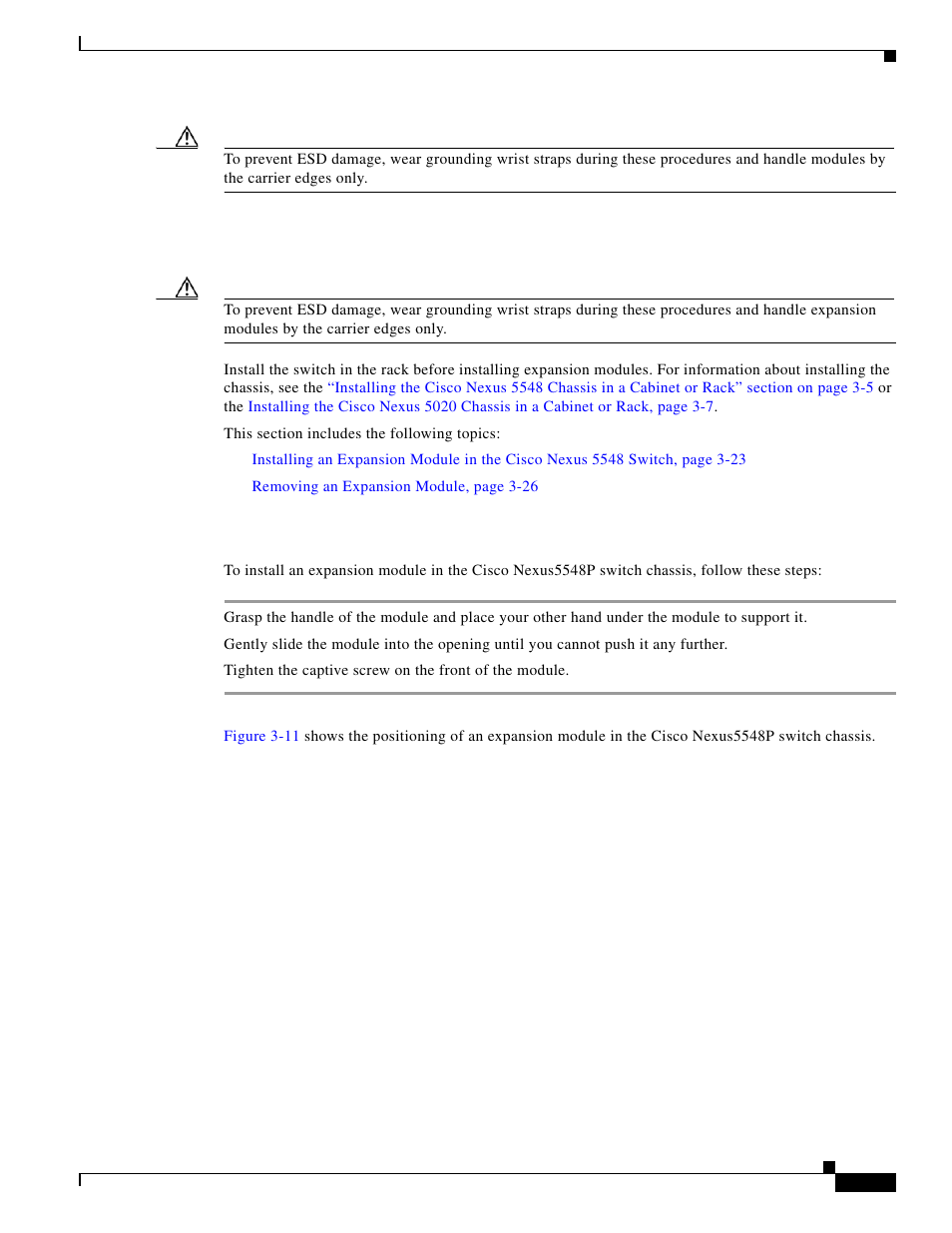 Removing and installing expansion modules | Cisco 5000 Series User Manual | Page 87 / 142