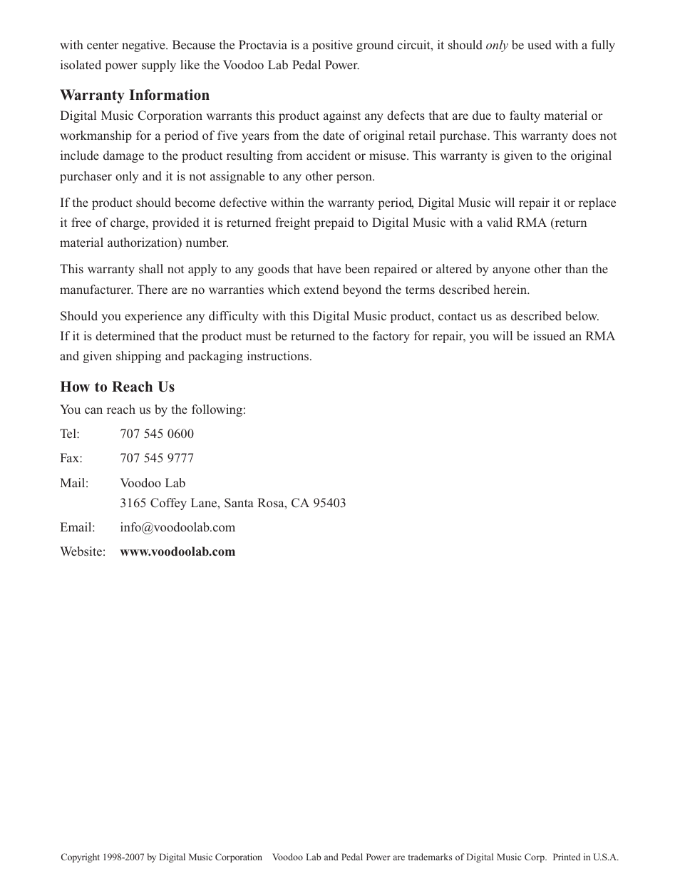 Voodoo Lab Proctavia User Manual | Page 2 / 2