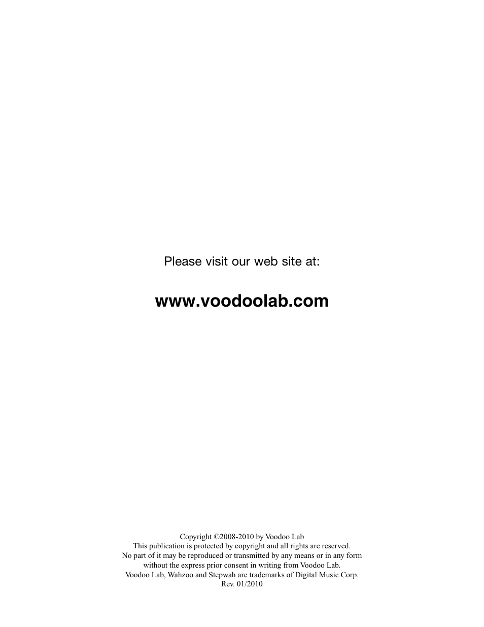 Please visit our web site at | Voodoo Lab Wahzoo User Manual | Page 2 / 11