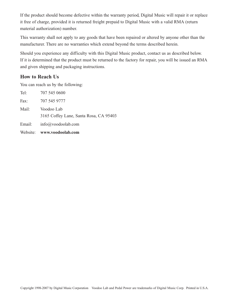 Voodoo Lab Analog Chorus User Manual | Page 2 / 2