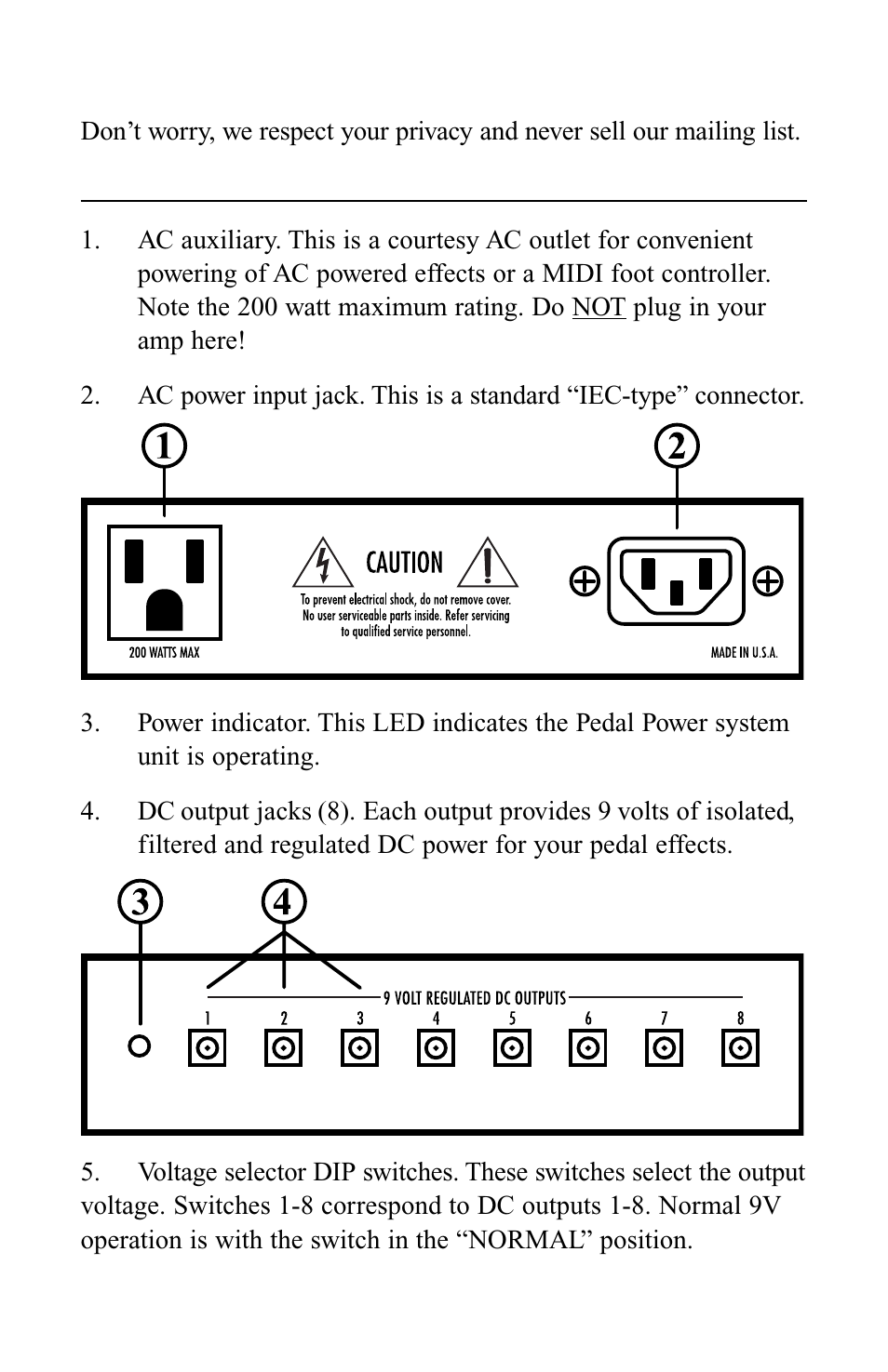 System unit description | Voodoo Lab PEDAL POWER 2 User Manual | Page 4 / 11