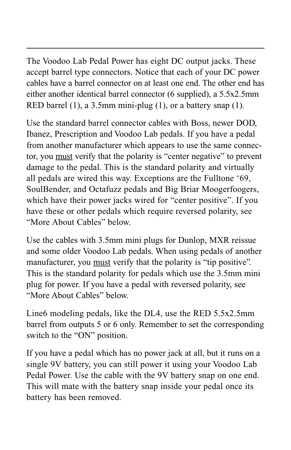 Connections | Voodoo Lab PEDAL POWER 2 User Manual | Page 6 / 11