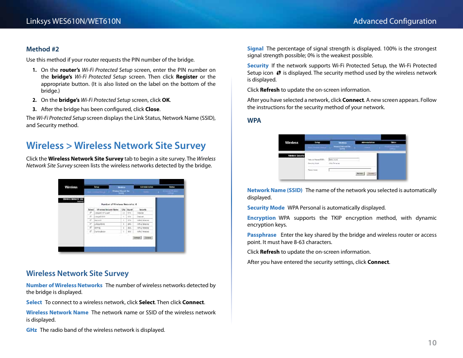 Wireless > wireless network site survey, Wireless network site survey, Wireless > wireless network site survey 10 | Cisco WES610N User Manual | Page 11 / 546