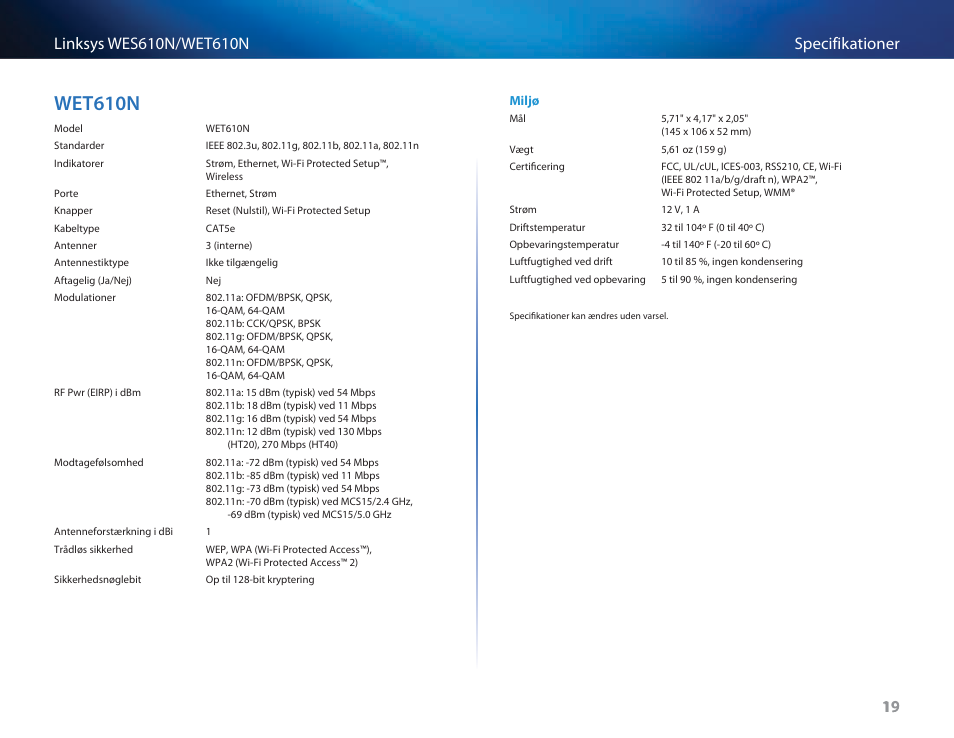 Wet610n, Wet610n 19 | Cisco WES610N User Manual | Page 125 / 546
