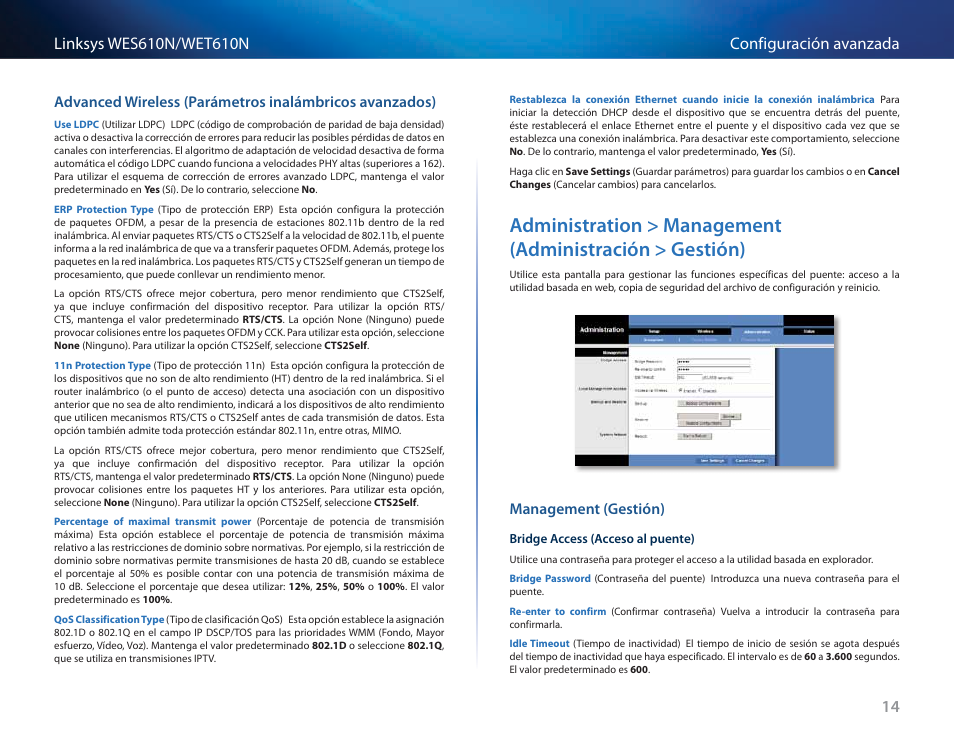 Management (gestión) | Cisco WES610N User Manual | Page 141 / 546