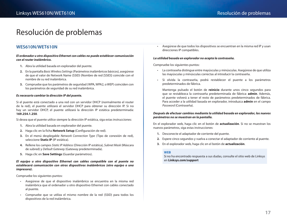 Resolución de problemas, Wes610n/wet610n | Cisco WES610N User Manual | Page 144 / 546
