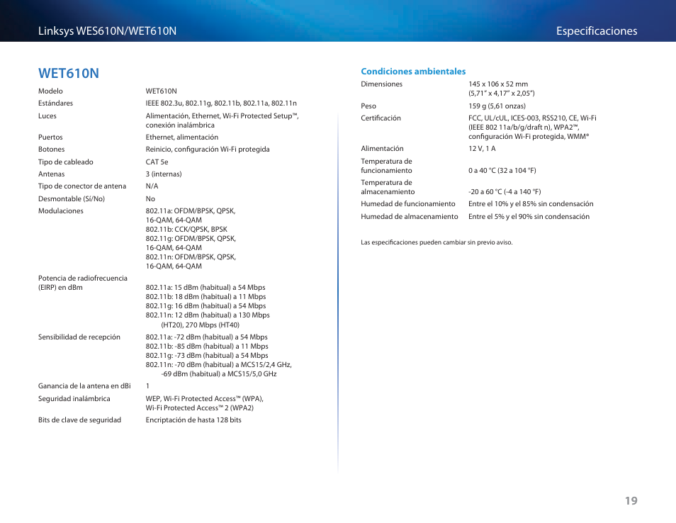 Wet610n, Wet610n 19 | Cisco WES610N User Manual | Page 146 / 546