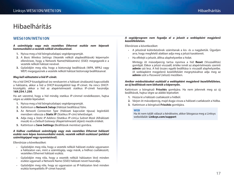 Hibaelhárítás, Wes610n/wet610n | Cisco WES610N User Manual | Page 249 / 546
