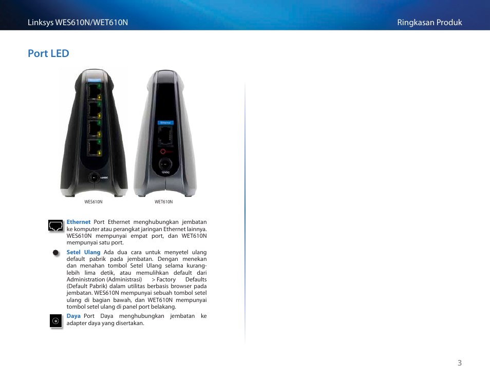 Port led, Port led 3 | Cisco WES610N User Manual | Page 256 / 546