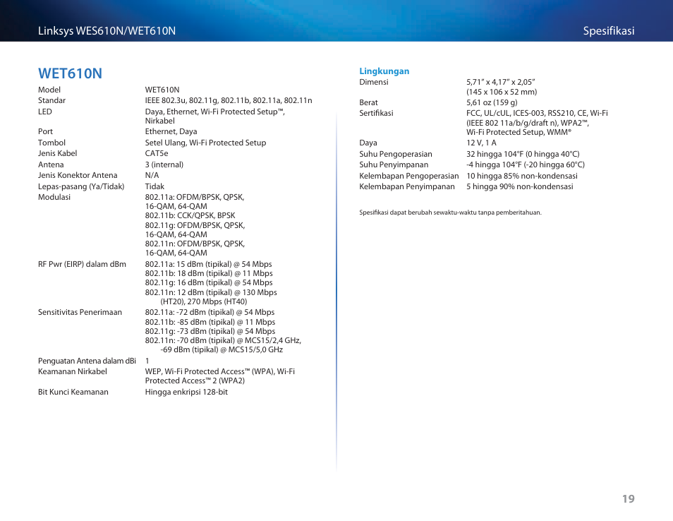 Wet610n, Wet610n 19 | Cisco WES610N User Manual | Page 272 / 546