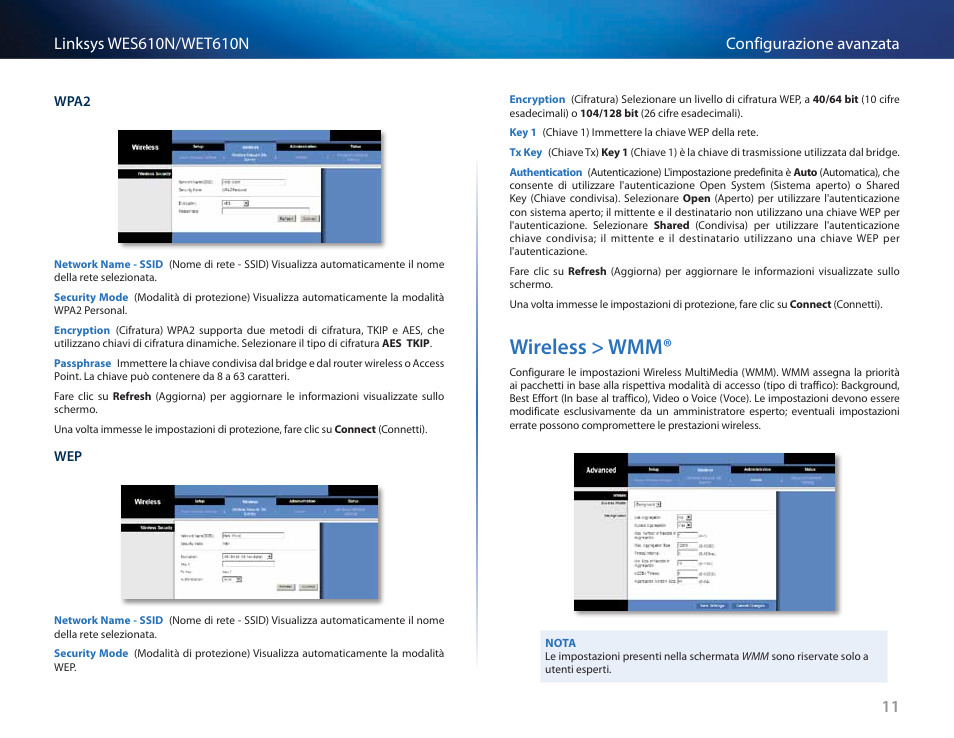 Wireless > wmm | Cisco WES610N User Manual | Page 285 / 546
