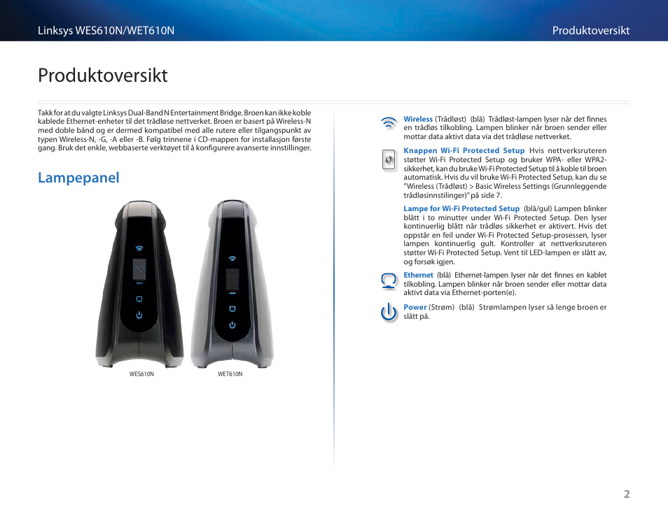 Produktoversikt, Lampepanel | Cisco WES610N User Manual | Page 318 / 546