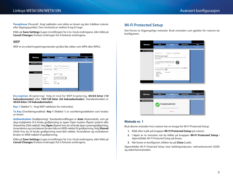 Wi-fi protected setup | Cisco WES610N User Manual | Page 325 / 546