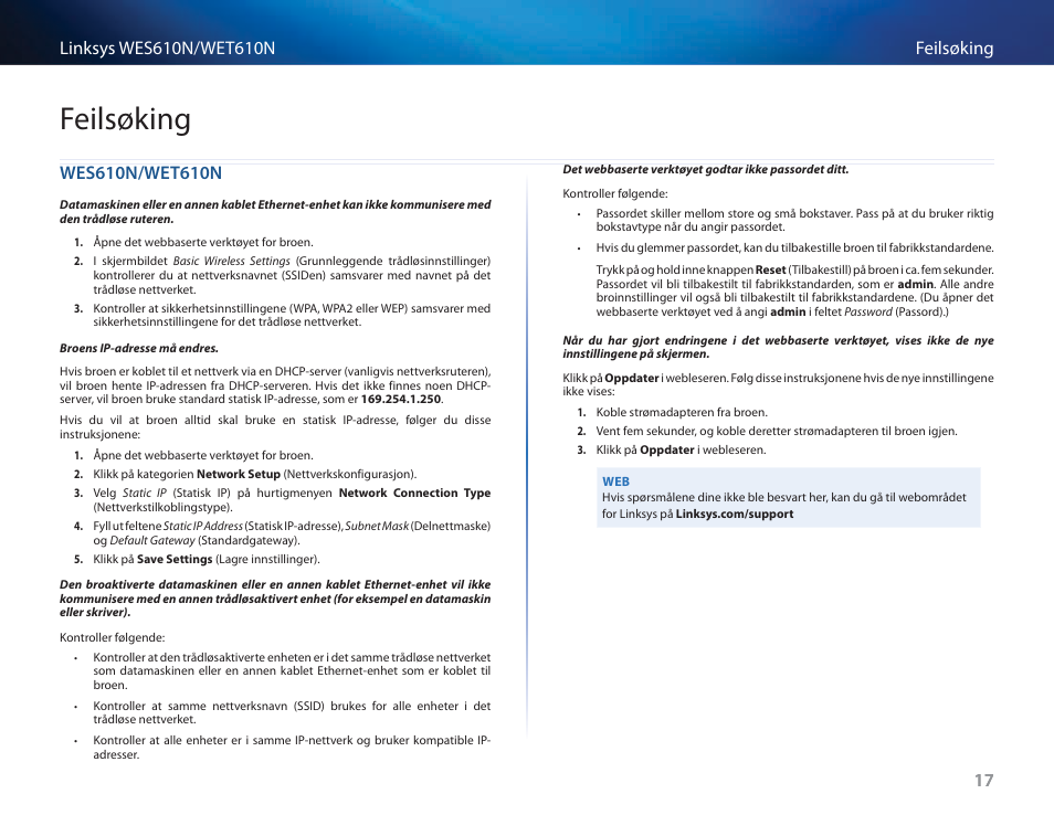 Feilsøking, Wes610n/wet610n | Cisco WES610N User Manual | Page 333 / 546